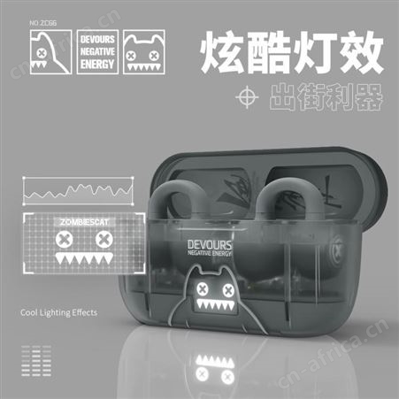 新款5.3透明夹耳数显蓝牙耳机不入耳无线蓝牙运动跑步耳机长续航