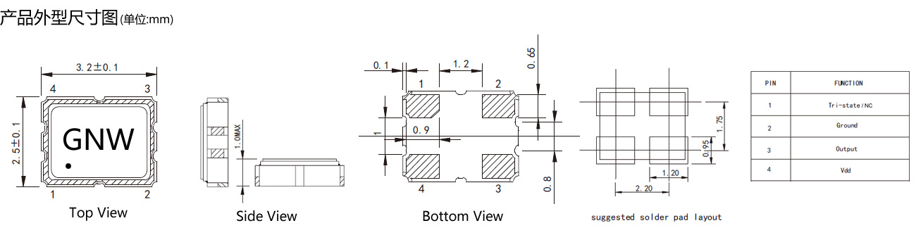 OSC3225有源贴片晶振27.1412MHz规格参数及说明