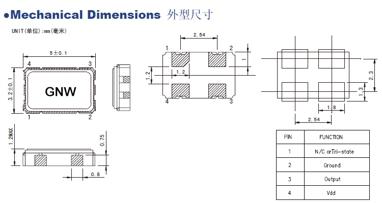 8MHz有源晶振OSC3225 规格参数及测试电路图