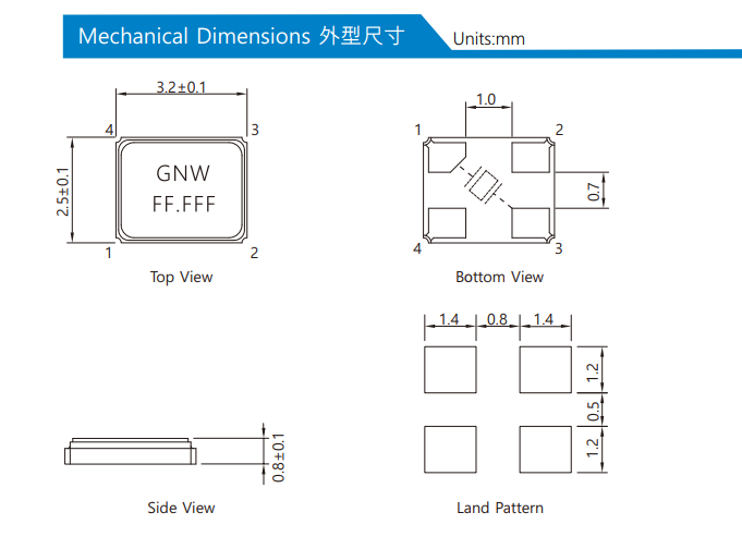 无源贴片晶振SMD3225-4p 24MHz规格及使用说明 无源贴片晶振SMD3225-4p 24MHz规格及使用说明