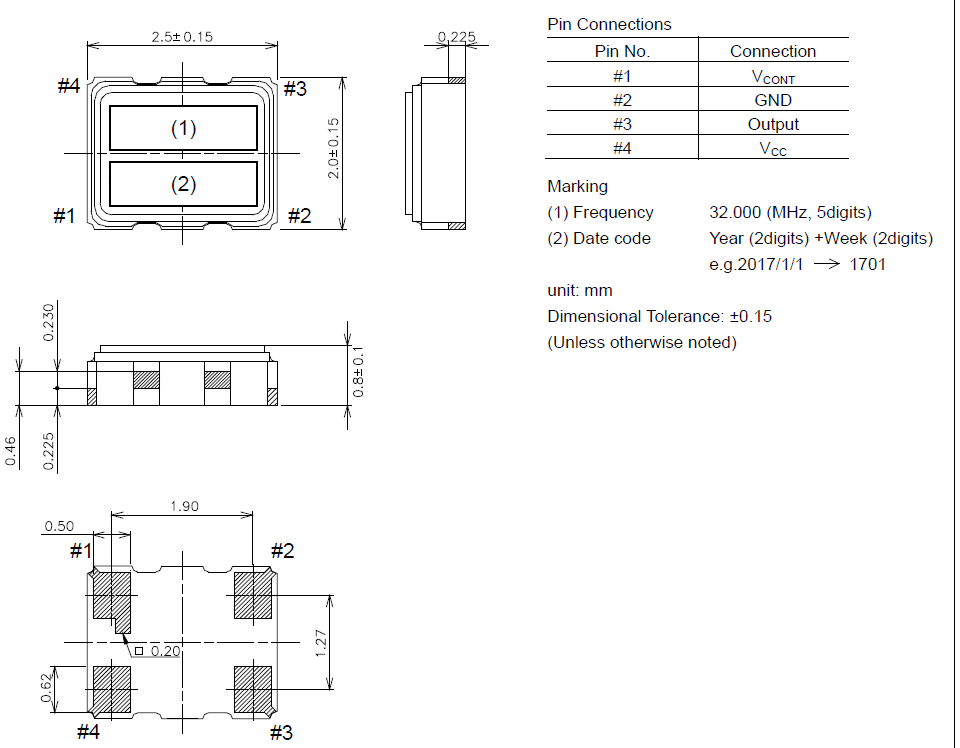 TCXO2520温补晶振32MHz 1XXB32000MMA规格及使用说明